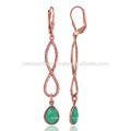 Gorgeouse Rose Gold Plated & Green Onyx Silver Earrings